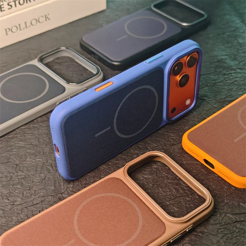Luxury Original TechWoven Magnetic For Magsafe Case For iPhone 12 13 14 15 16 17 Pro Max IC Window Chip Wireless Charging Cover