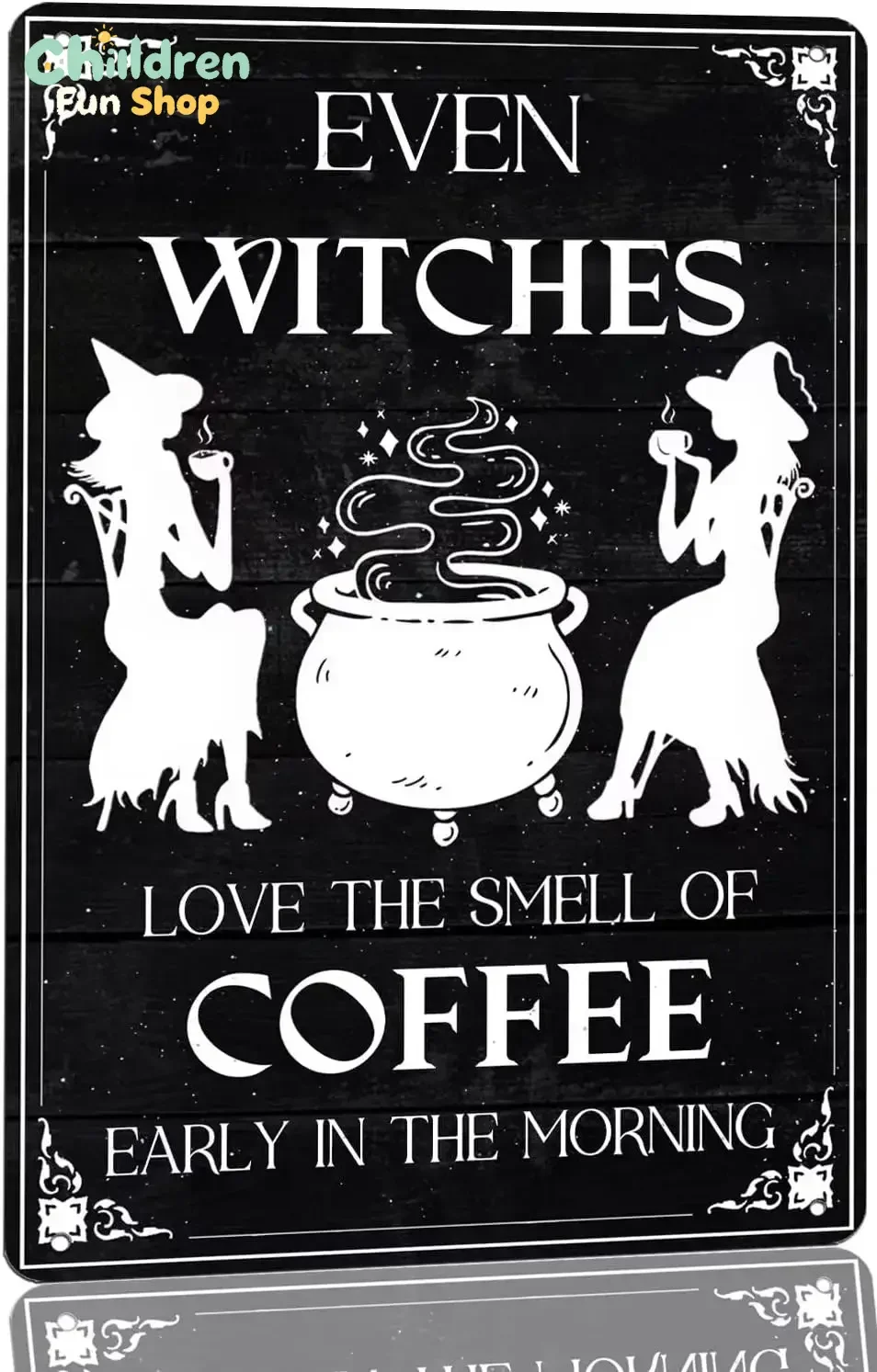 Generic Even Witch Love The Smell of Coffee Early In The Morning Metal Tin Sign Halloween Witch Coffee Sign Wall Decor for Ho