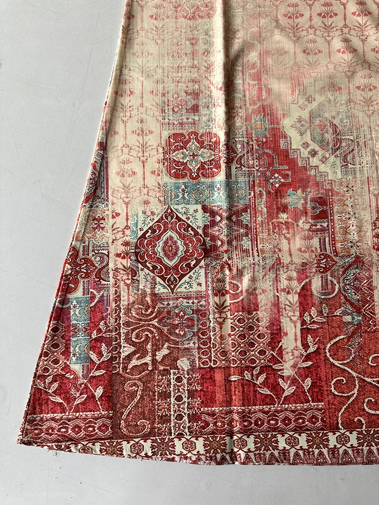 2024 ยุโรปและอเมริกา CROSS Border ผู้หญิงชุดใหม่ V คอเซ็กซี่พิมพ์ขนาดใหญ่ Hem การค้าต่างประเทศชุด