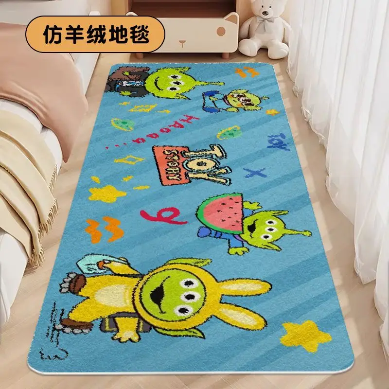 Disney Cartoon Alien Plush Carpet Buzz Lightyear Lounge Rug Sheriff Woody Pride Bedroom Bedside Rug Cute Alien Floor Mat Decor