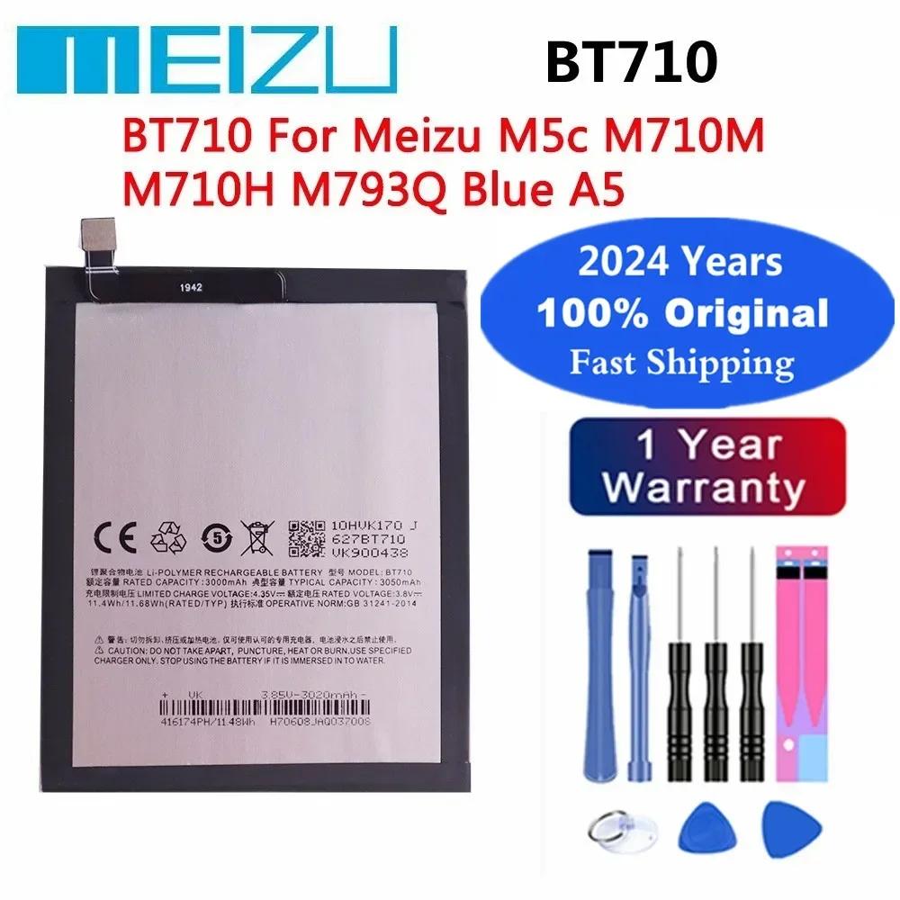 2024 years BT710 100% Original Battery For Meizu M5c M 5c M710M M710H M793Q Blue A5 3000Ah Mobile Phone Battery In Stock + Tools