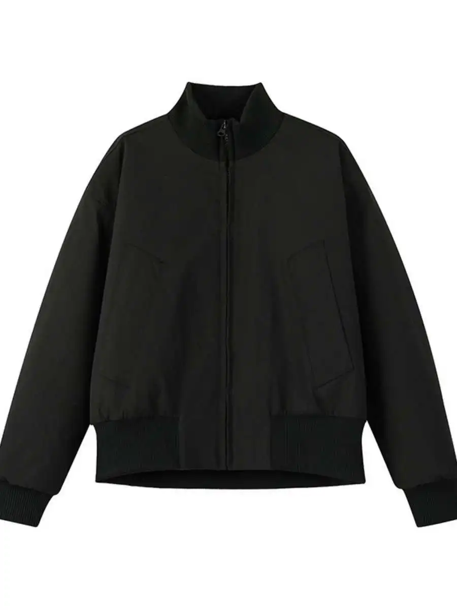 سترة رجالية سميكة من القطن بمقاس كبير وتصميم فضفاض مع ياقة عالية مقاومة للماء وأنيقة للخريف والشتاء