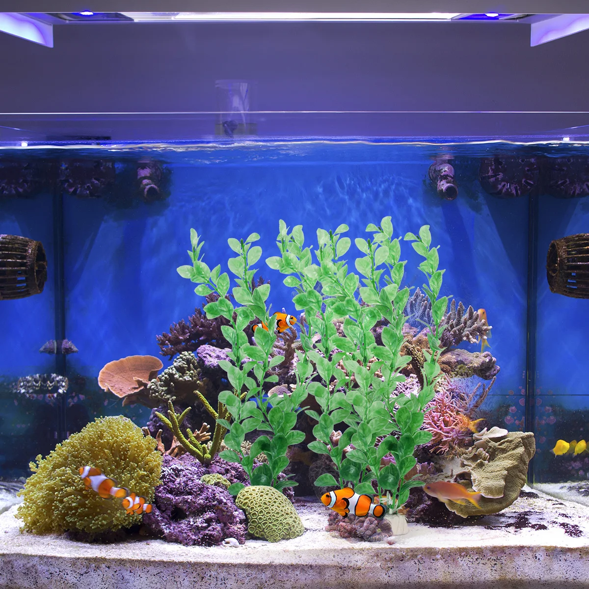 

Artificial Water Plant Decorative Aquarium Plants Low Maintenance Fake Fish Tank Decor Plastic Flower Bright ColorWater