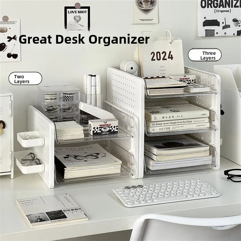 

Настольный органайзер-коробка, многоуровневая подставка для книг и канцелярских принадлежностей, полка для документов и ручек, стеллаж для хранения, для студенческого общежития и рабочего стола