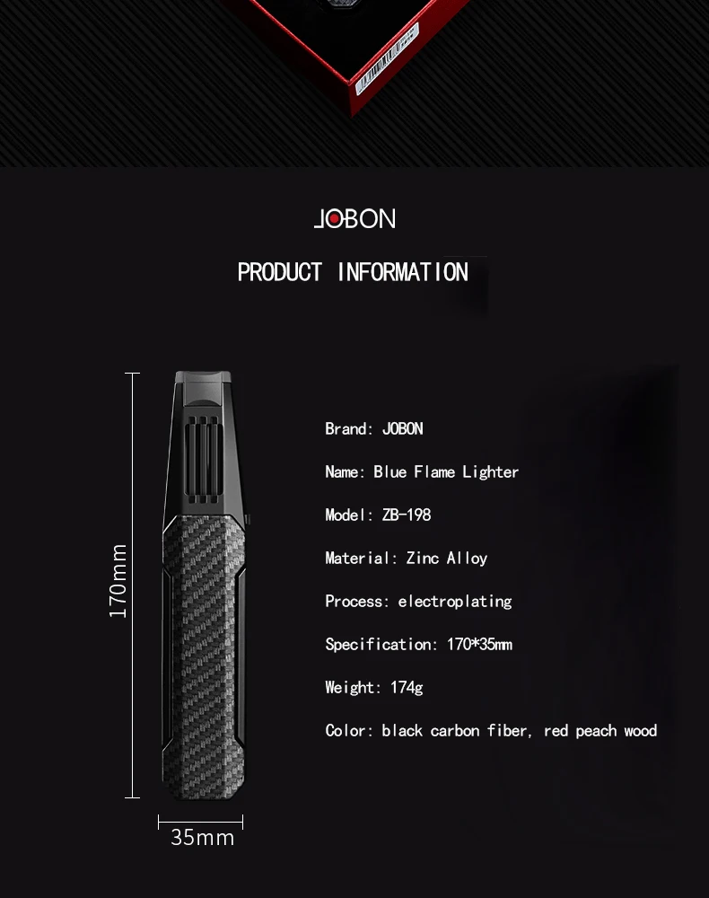 JOBON Kitchen BBQ Cigar Big Jet Flame Turbo Torch Fire Lock Adjust Nachfüllfeuerzeug ohne Butangas – Detail 11