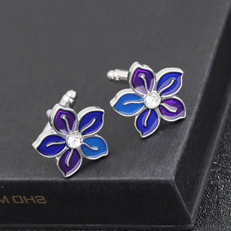 Fashion Korean Flower Cufflinks for Men French Exquisite Alloy Shirt Cufflinks Personalized Jewelry Party Wedding Best Man Gifts