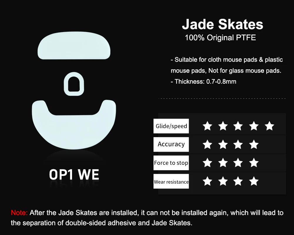 Xraypad Jade Skates for Endgame Gear OP1 WE X-raypad Endgame Gear OP1 WE PTFE Mice Glide Feet Speed Esports