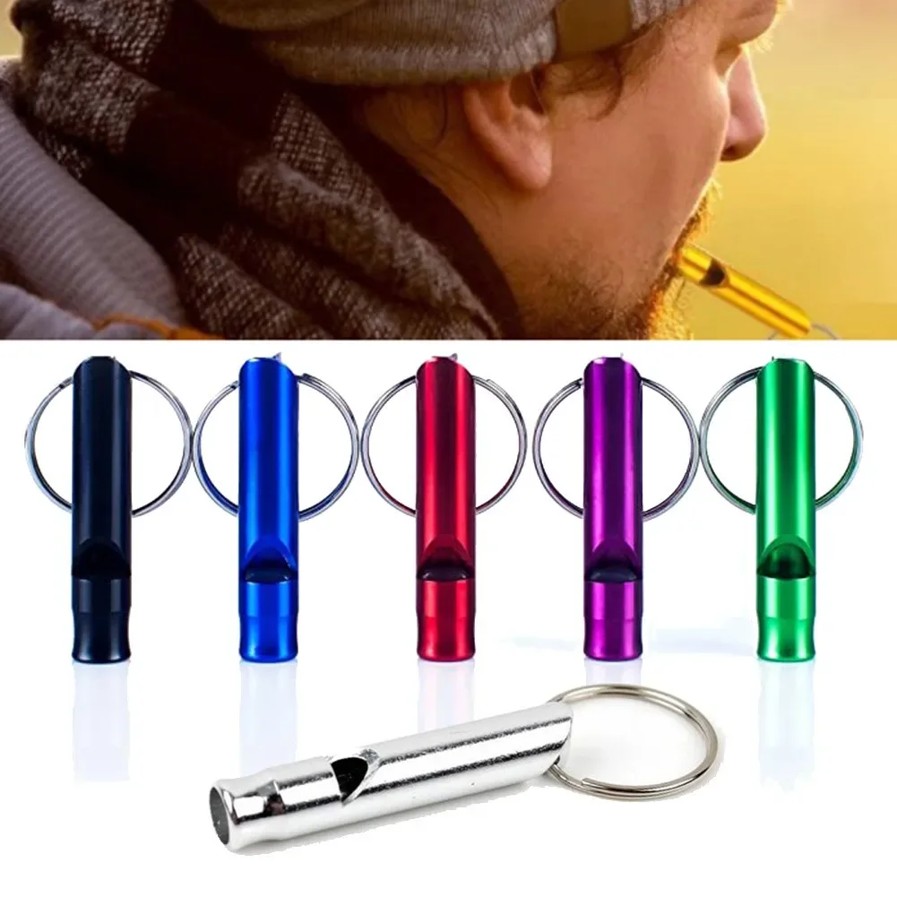 Useful.practical Hot Sale Outdoor Whistle Hiking Keychain Training 45*8mm Aluminum Alloy Feeding Helper Mini Survival
