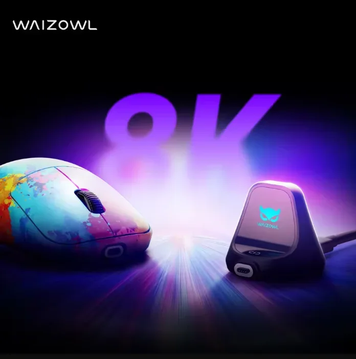 Waizowl OGM Cloud Ultra Mouse para jogos sem fio de três modos Surpass U UWB 30000DPI PAW3950 Sensor 8000Hz Mouse leve para esportes eletrônicos