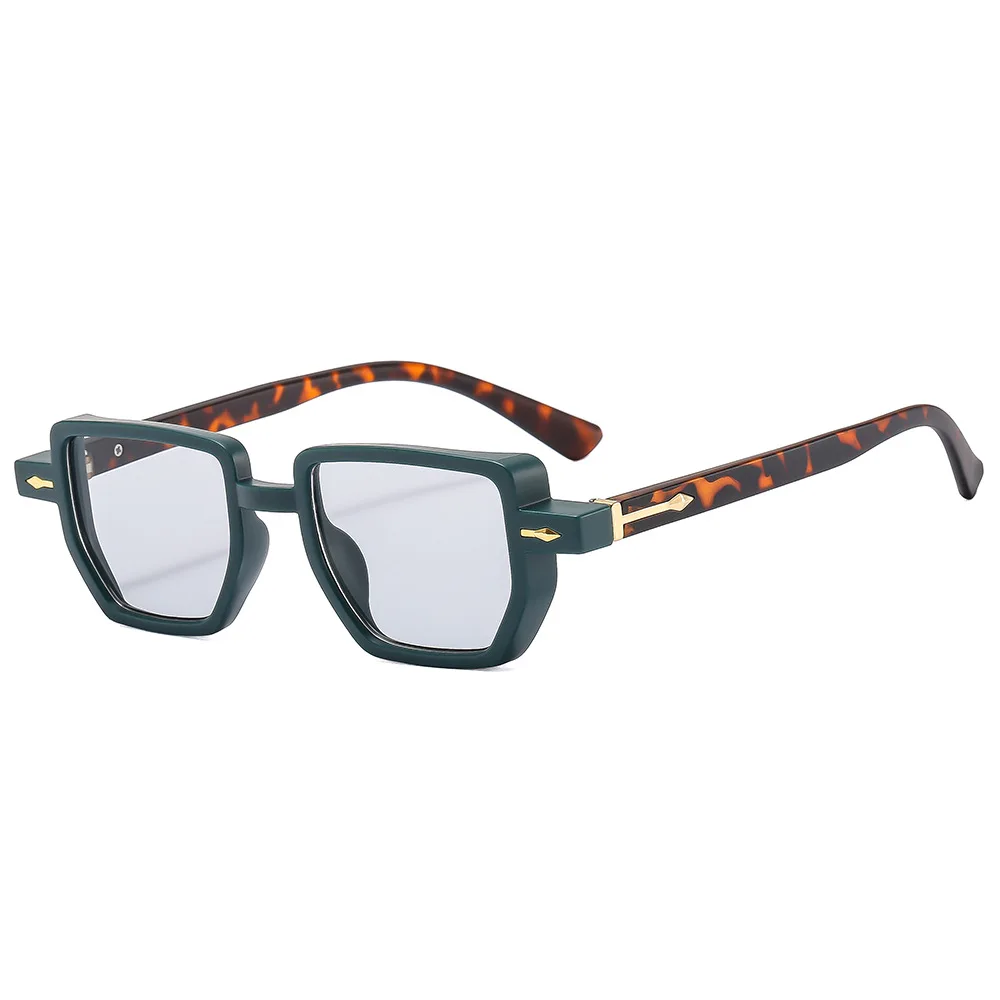 

Fashion Square Women Luxury Sunglasses Vintage Rivets Men Green Leopard Shades UV400 Trending Sun Glasses Oculus