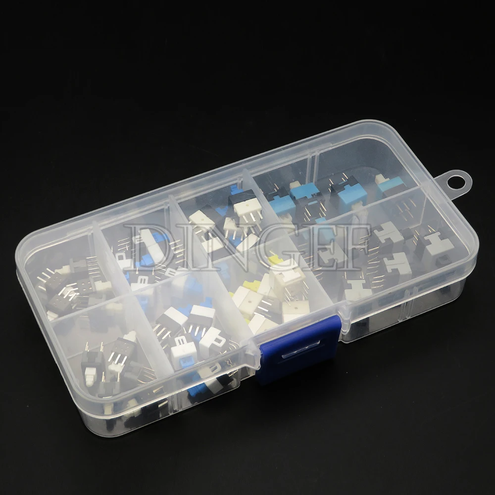 40PCS/LOT 5.8x5.8 7x7 8x8 8.5x8.5mm Self-Locking/Unlocked Push Tactile Power Micro Switch Kit 6 Pin Button Switches Each 5PCS