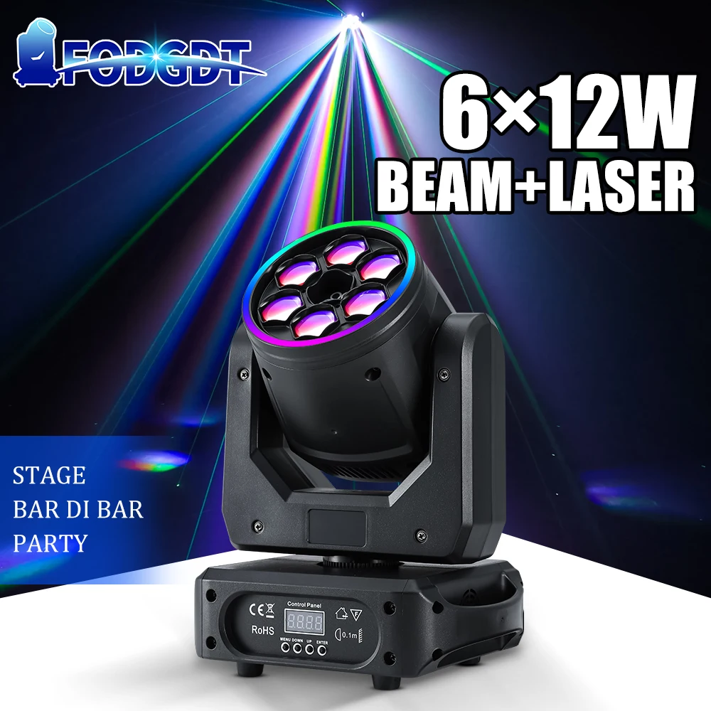 6X15W Mini Bee Eyes Beam Moving Head Lights RGB 3IN1 Professional Stage Lighting Equipment For DJ DISCO NightClub Wedding