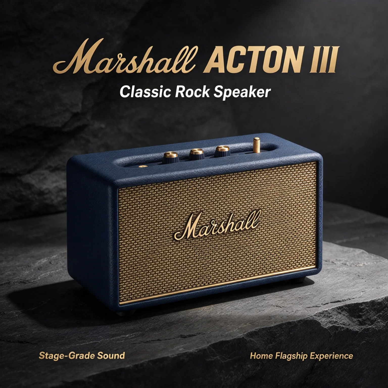 Marshall Acton III Home Bluetooth 5.2 Speaker Retro Stereo Audio Bass Treble Knob 3.5mm AUX Input Device