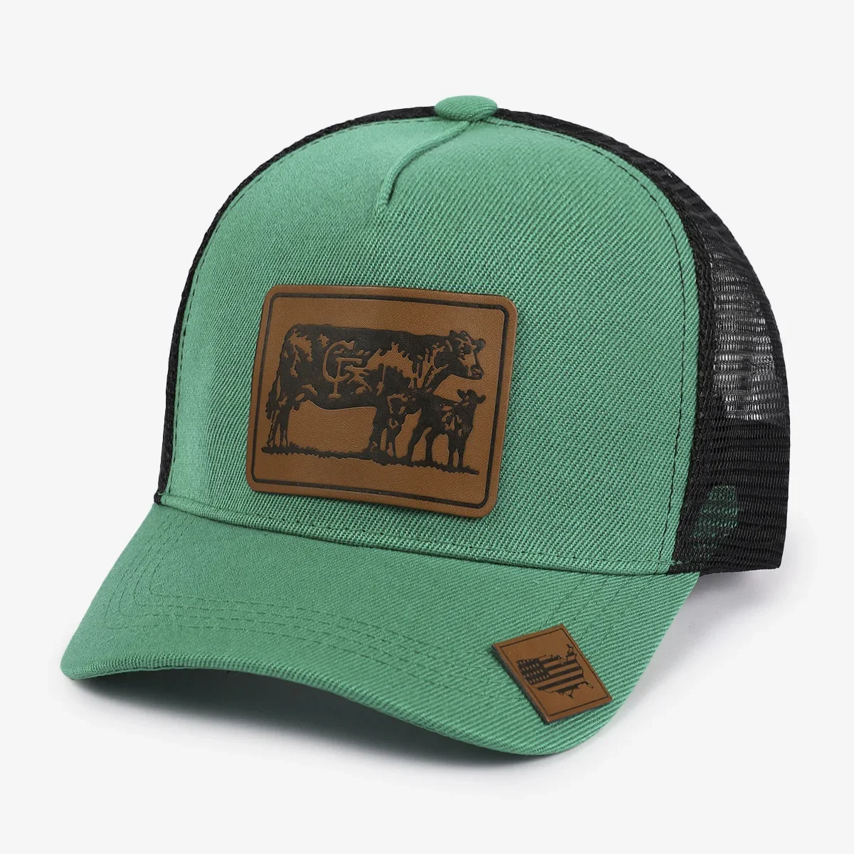 

Color Block Mesh Baseball Cap Cow Print & Patch Label Adjustable Dad Hat Breathable Sun Protection for Outdoor Cycling Travel