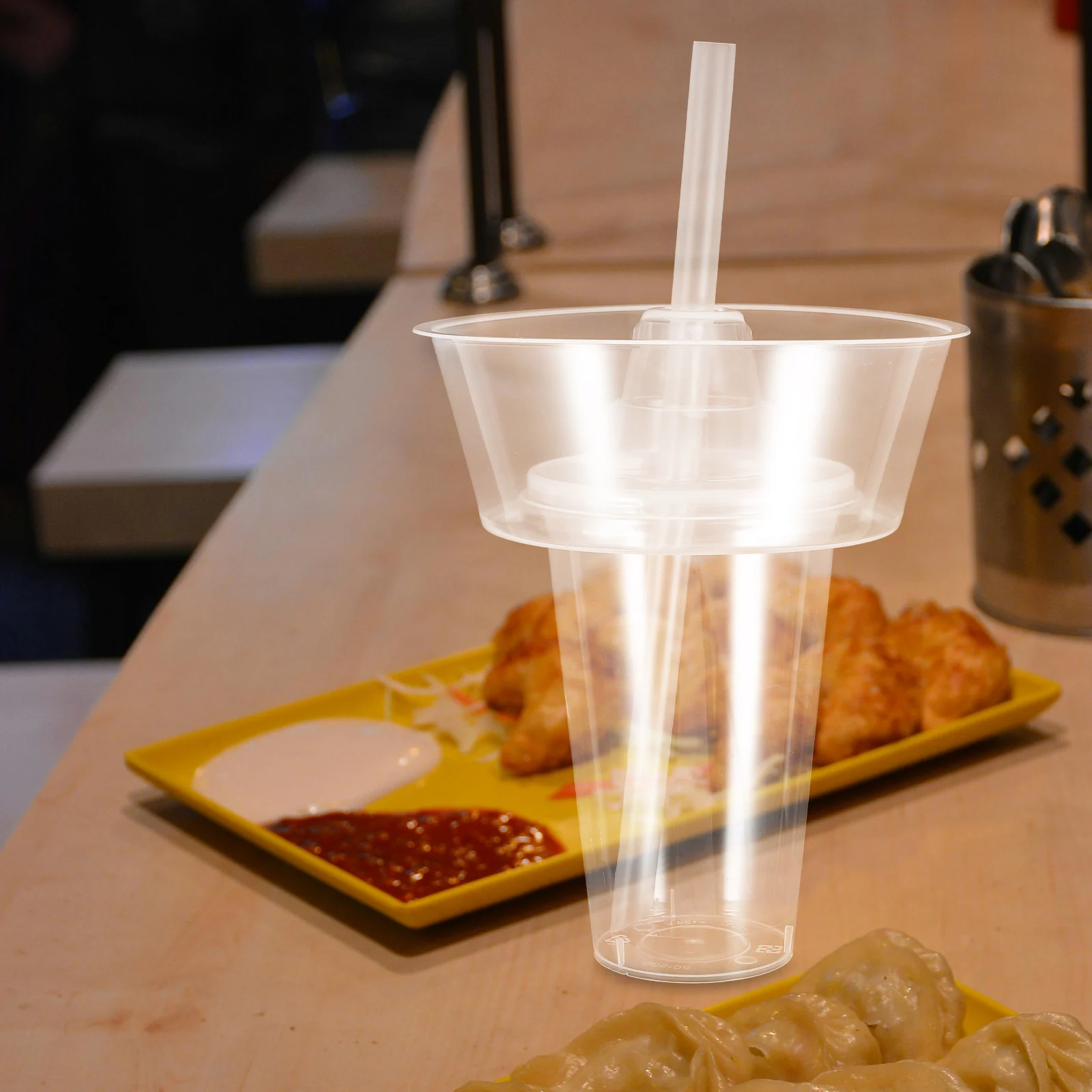 

2Sets Smokin Cup Insulated Plastic Tumbler with Snack Bowl Holder for Fried Chicken Fries Cold Drinks Outdoor Events