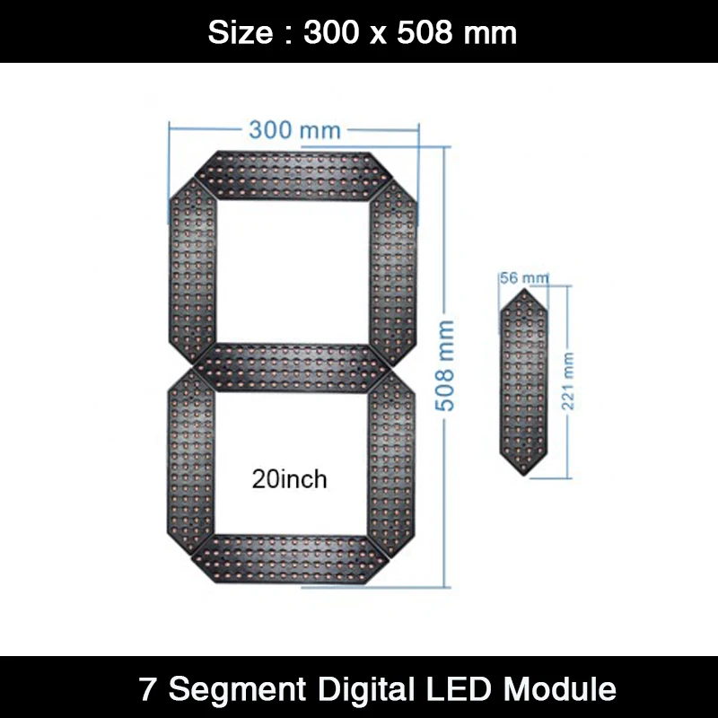 2Pcs/Lot Waterproof Number LED 7 Segment Module 20 inch for Digits