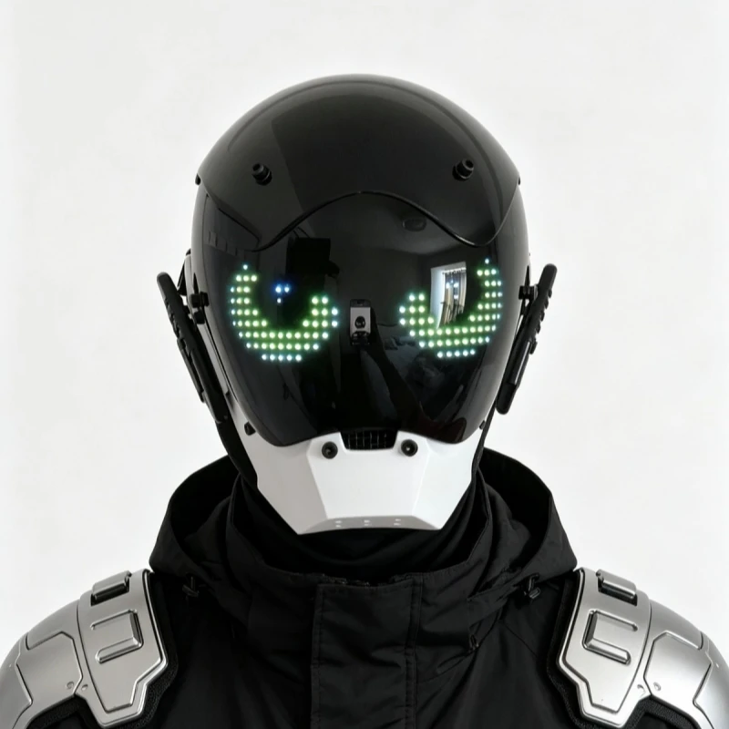Cyberpunk Helmet Mask Is Suitable For Halloween Role-playing Parties And Music Festival Robot Masks With Built-in Screens And Ap