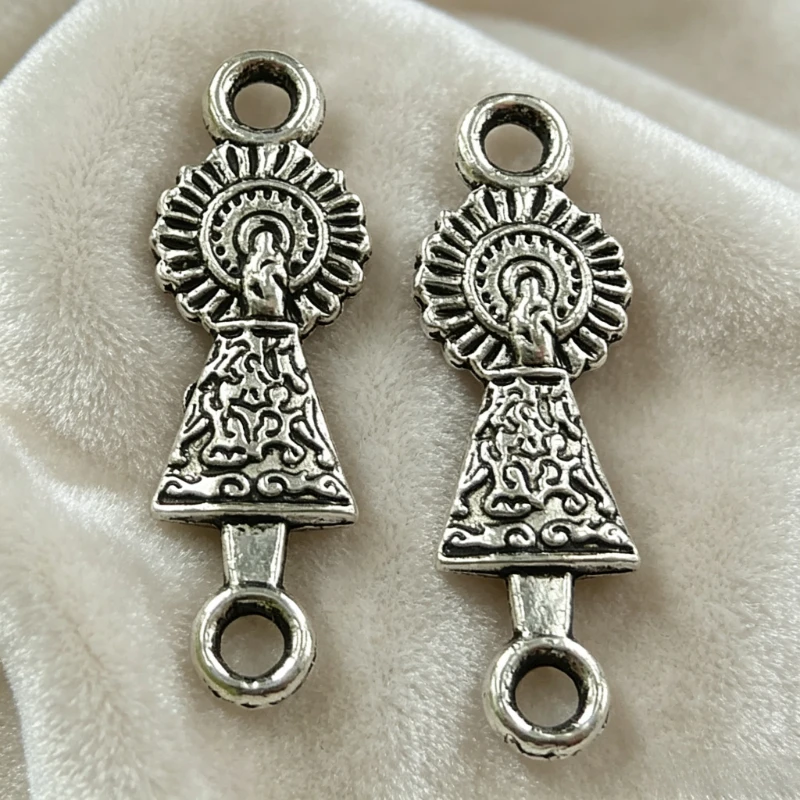 280 Stück antiksilberfarbene Jesus-Verbinder 28 x 9 mm für die Herstellung von DIY-Schmuck A2800 – Detail 3