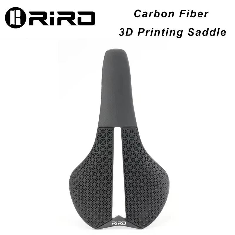 

RIRO Carbon Fiber 3D Printing Bike Saddle Ultra-Light 138g Hollow Honeycomb Cushion Comfortable Seat for Road/MTB Bike Parts