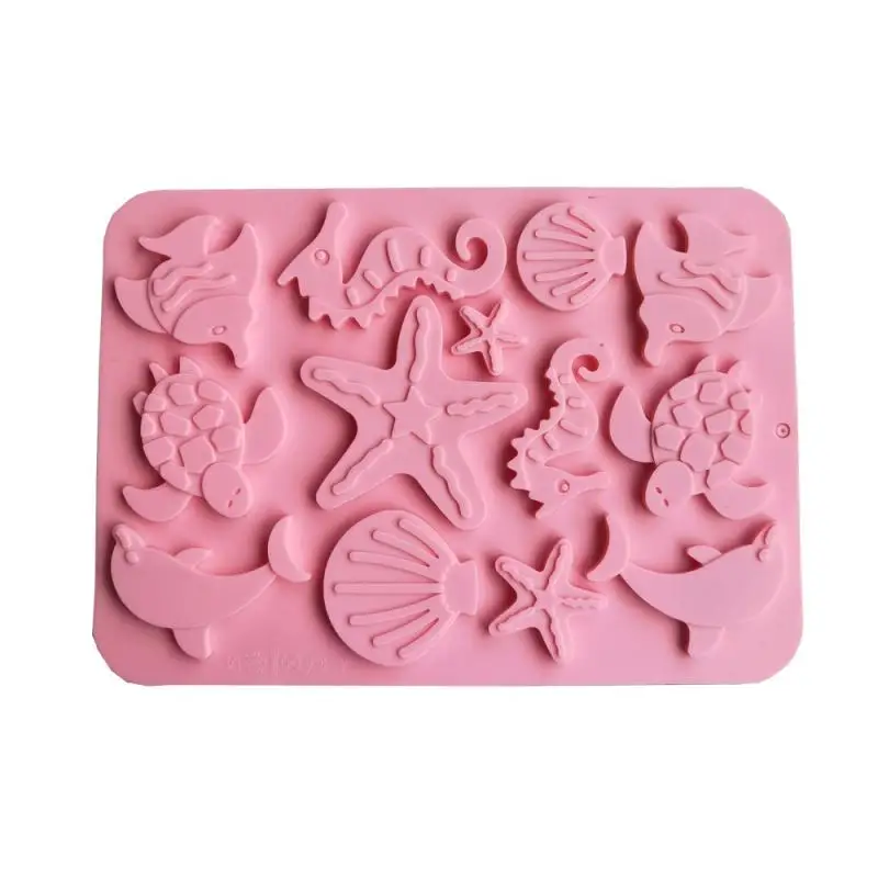 Silica Gel Cake Baking Decoration Marine Biological Silicone Chocolate Mold Marine Series Sea Star Seahorse Shaped Baking tools