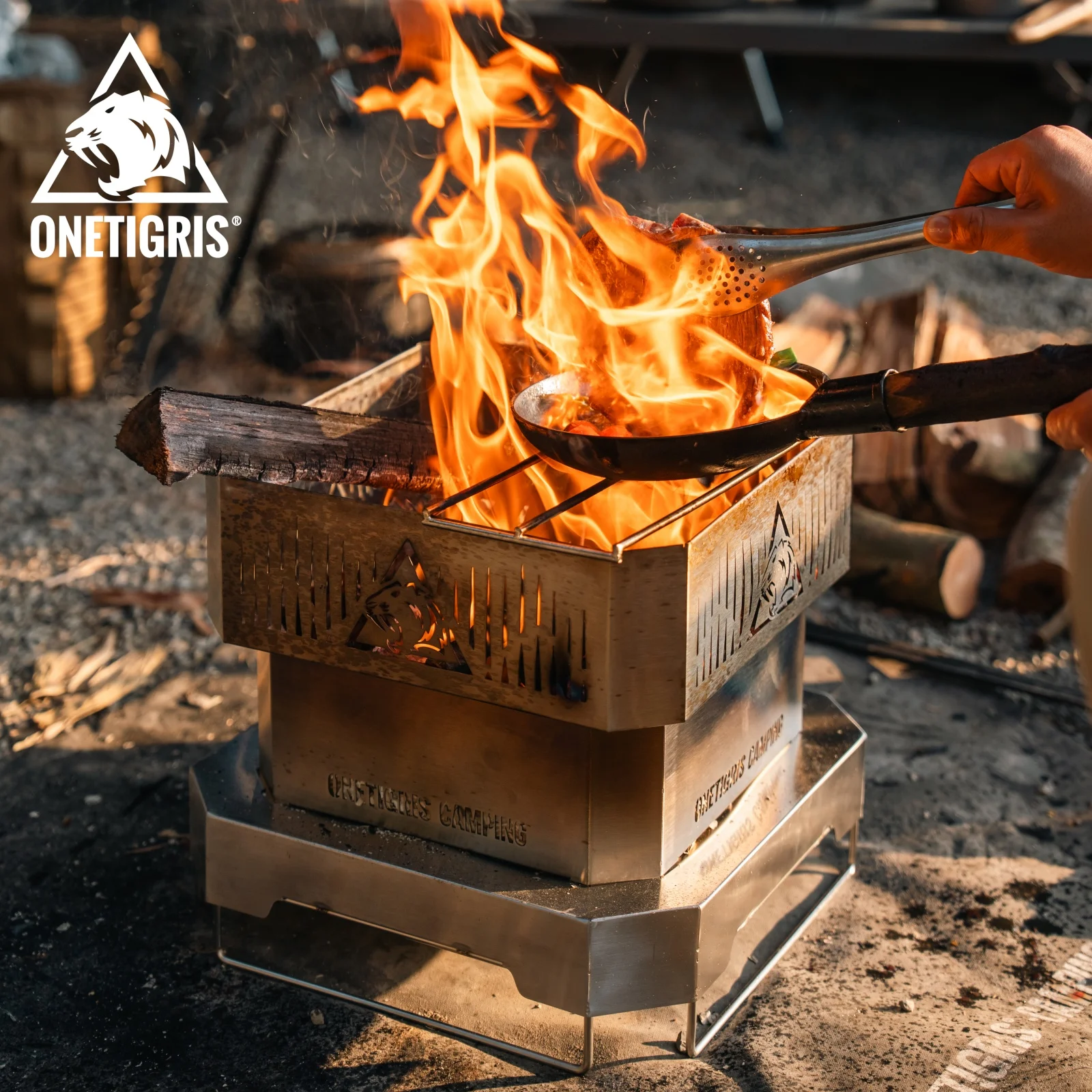 

OneTigris Nestfire Firewood Stove Stainless Steel Detachable Pit Stove Portable Camping Furniture and Kitchenware BBQ Stoves