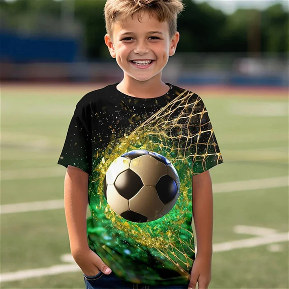 Esportes de fitness correndo futebol impressão 3d menino camisetas moda manga curta camisetas casuais roupas para meninos crianças camisetas