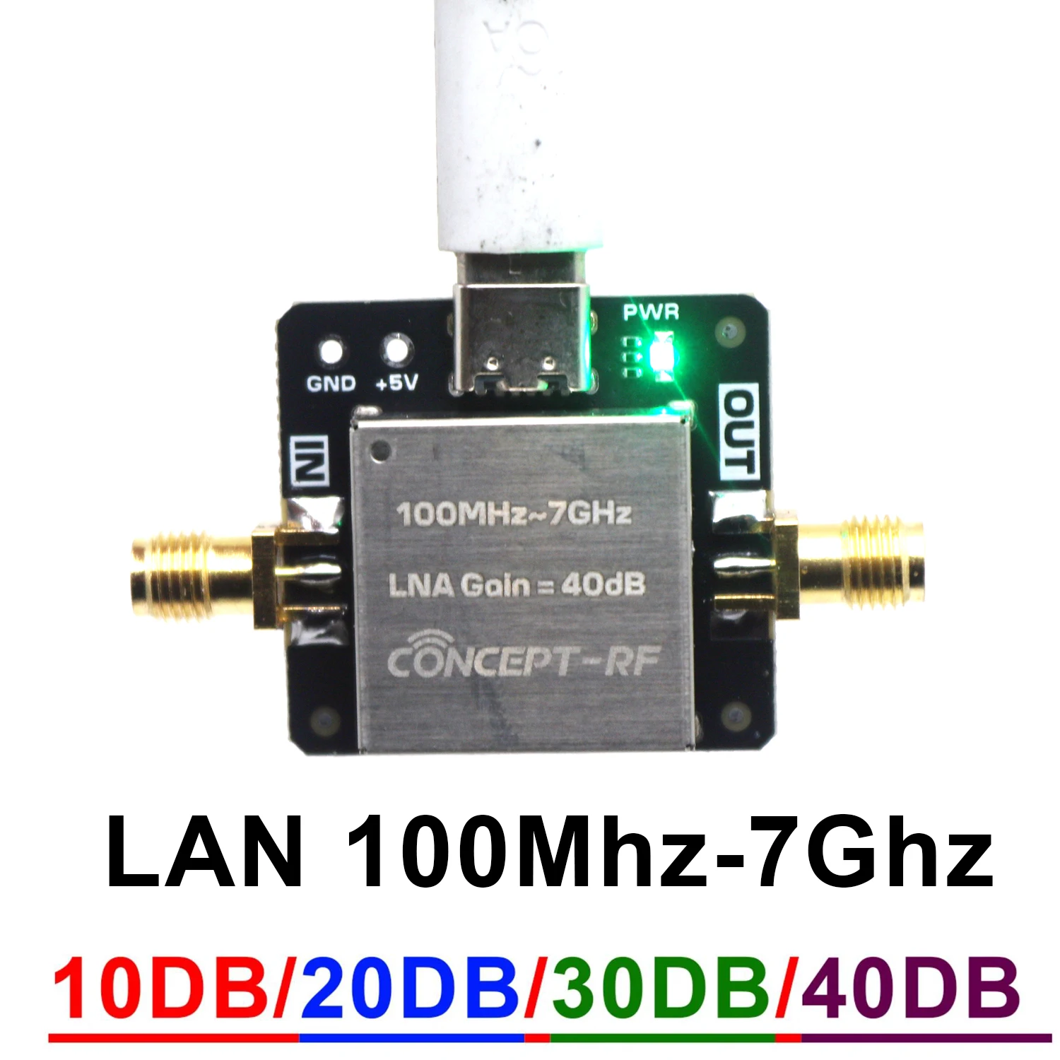 

LNA Высокомерный усилитель 10DB 20DB 30DB 40DB 100M-7G Система приемника сигнала радиочастотного привода Ham Radio FM Коротковолновый HF VHF UHF Дрон