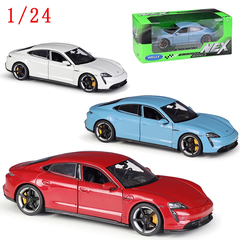 

WELLY литой под давлением масштаб 1/24 модель автомобиля из сплава Porsche Taycan Turbo S, игрушки для мальчиков, оригинальная коробка