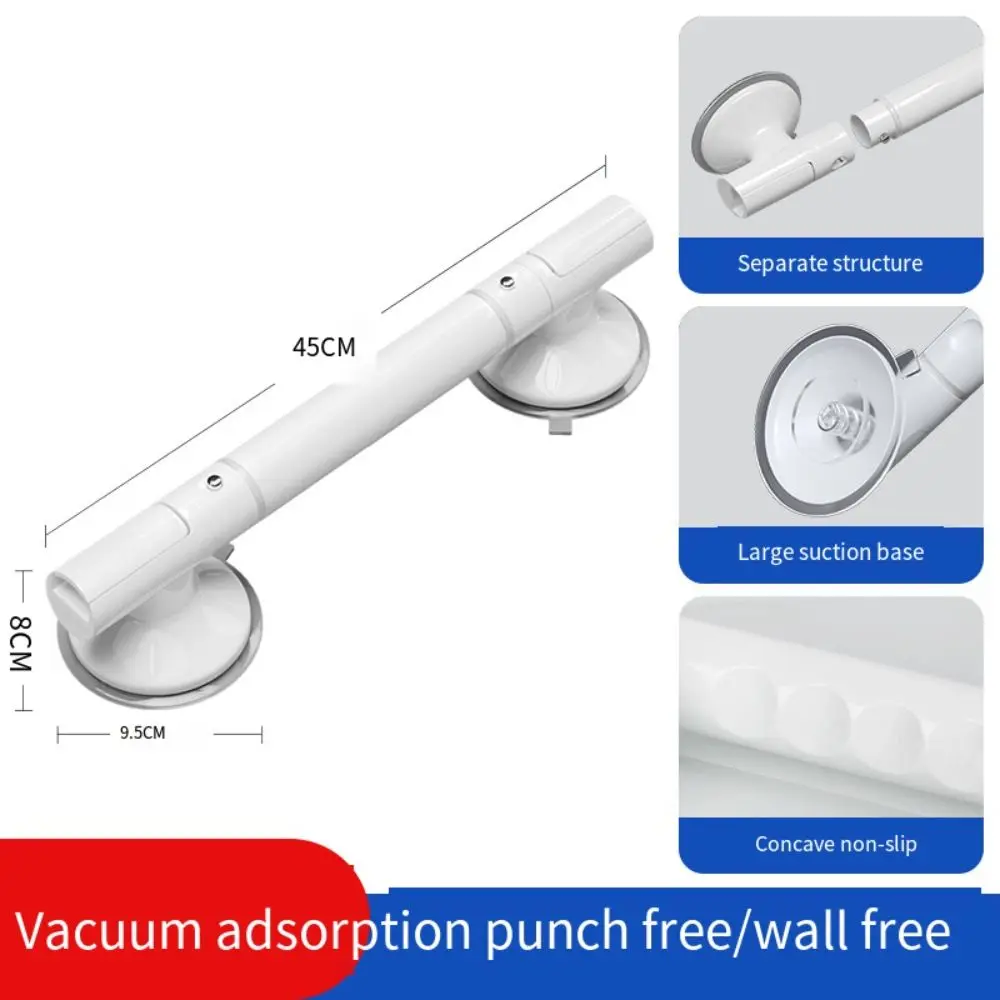 No Drill Shower Bathtubs Handle Offers Safe Grip Waterproof Suction Cup Door Handle Anti-slip Grab Bar Safety Hand Rail Handicap