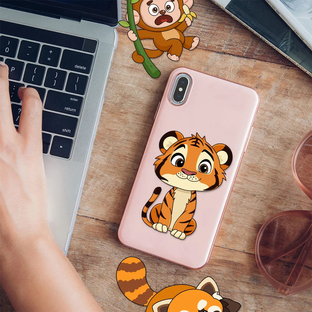 8 SZTUK Naklejek Wodoodpornych DIY z Motywem Zwierząt z Zmieniającymi Się Twarzami, Kreatywne Dekoracje DIY do Domu, Interaktywne