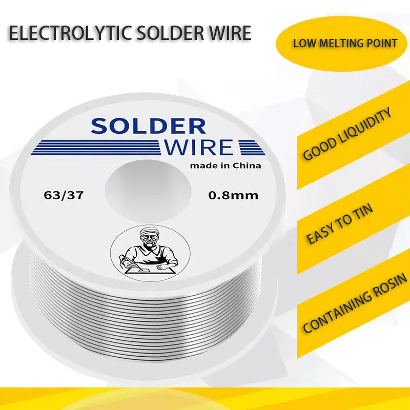 0.6 0.8 1.0 1.2 1.8MM100G Electrolytic Solder Wire High Purity Rosin Core Solder Wire Coil Flux 2.0% Tin BGA Welding Repair Tool