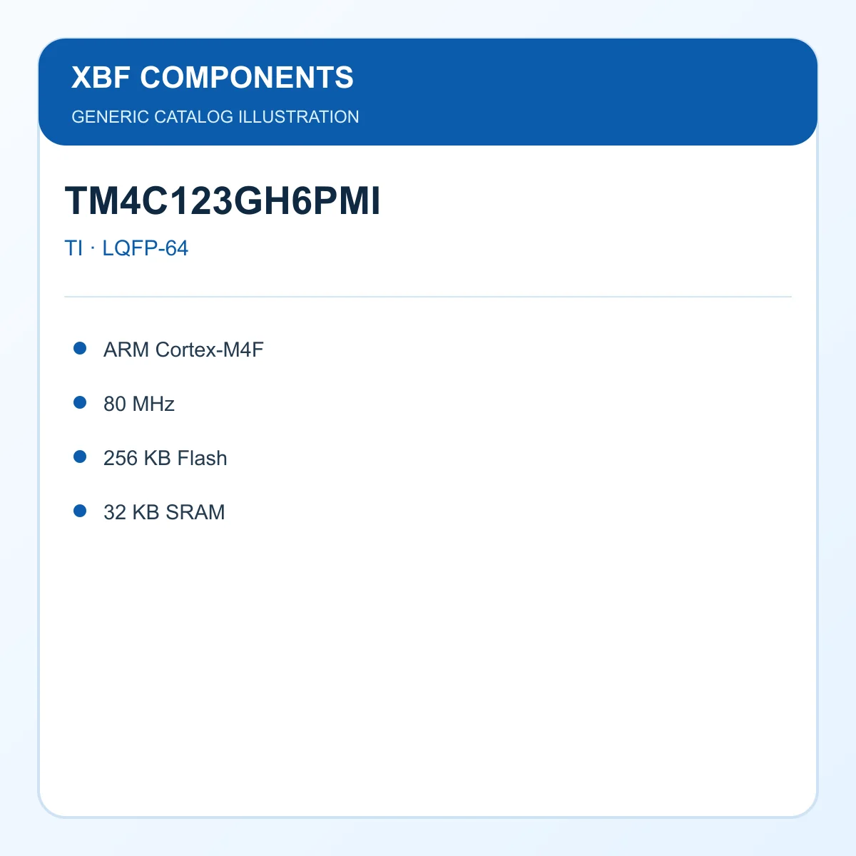 TI TM4C123GH6PMI Microcontroller IC ARM Cortex-M4F, 80 MHz, 256 KB Flash, 32 KB SRAM LQFP-64