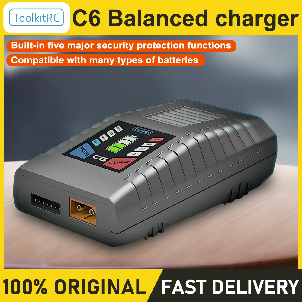 

Зарядное устройство ToolkitRC C6 AC 50W MAX 5A для аккумуляторов: LiPo, LiHV, LiFe 1-6S, NiMH, NiCD 5-12S