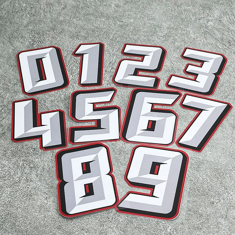 0-9 Number Vinyl Sticker, Personalized Waterproof for Auto Windows Doors Car Body, Scratch-Cover Racing-Theme Custom DIY Decor