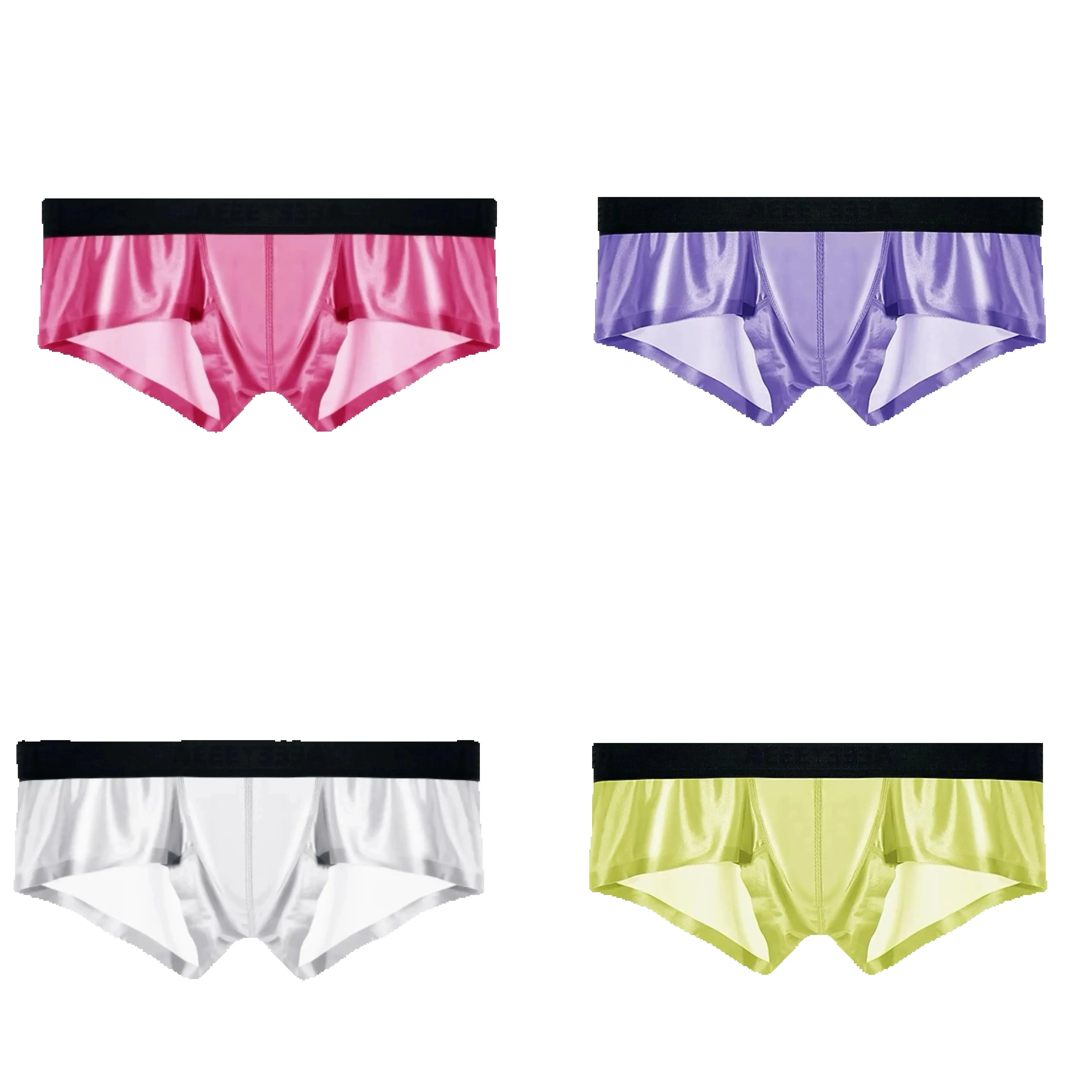 Men Shiny Boxers Shorts Underwear Rainbow Color Skin Tight Stretchy Quick Dry Night Club Party Briefs Panties