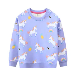Jumping Meters 2-7T Kids Girls Sweatshirts Unicorns Rainbow Autumn Spring Long Sleeve Children's Clothing Toddler Shirts