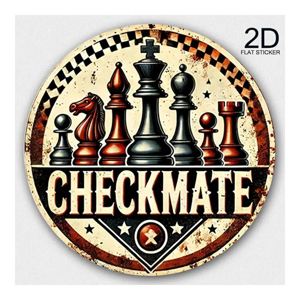 Chess Game Checkmate Design 2D Vinyl Sticker For Cars, Laptops, Windows, Doors, Fridges, Water Bottles