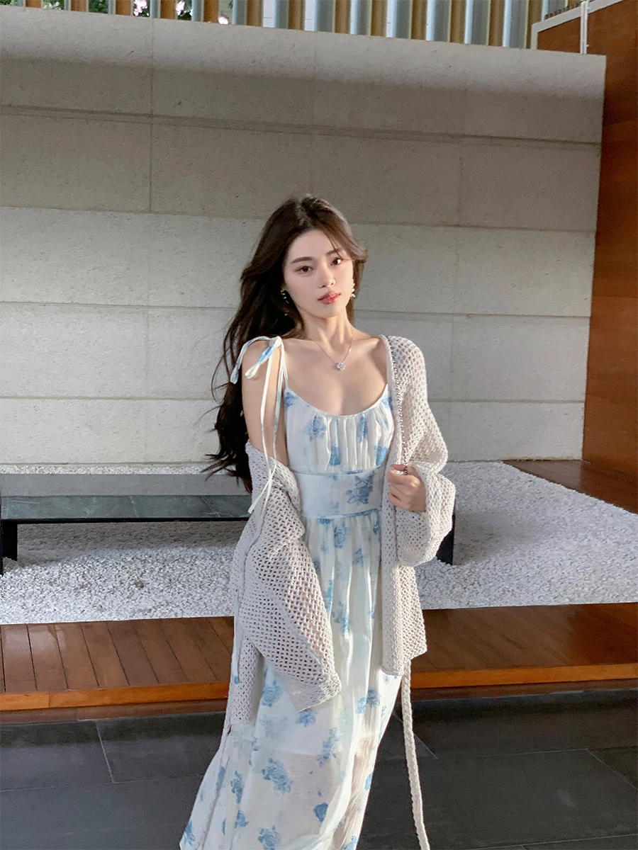 

ByYou 2025 Новинка: Женский вязаный кардиган с ажурным узором, защита от солнца, длинный рукав, свободный крой, верхняя одежда