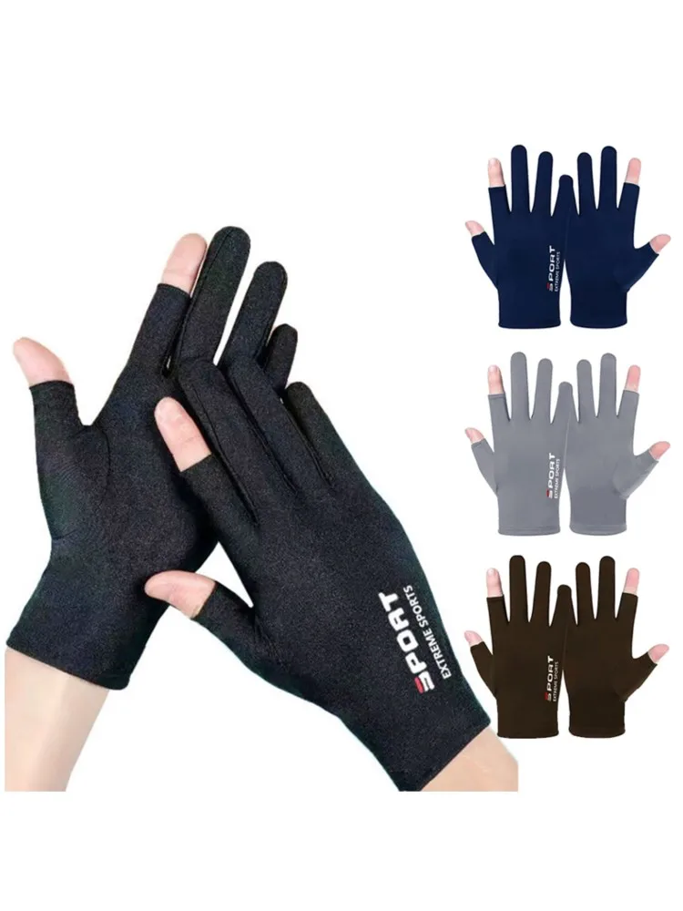 AliExpress Ice Silk Sun Proction Driving Glove Breathable Cycling Hiking Fishing Glove Touchscreen Anti-slip Exposed Second Finger Gloves