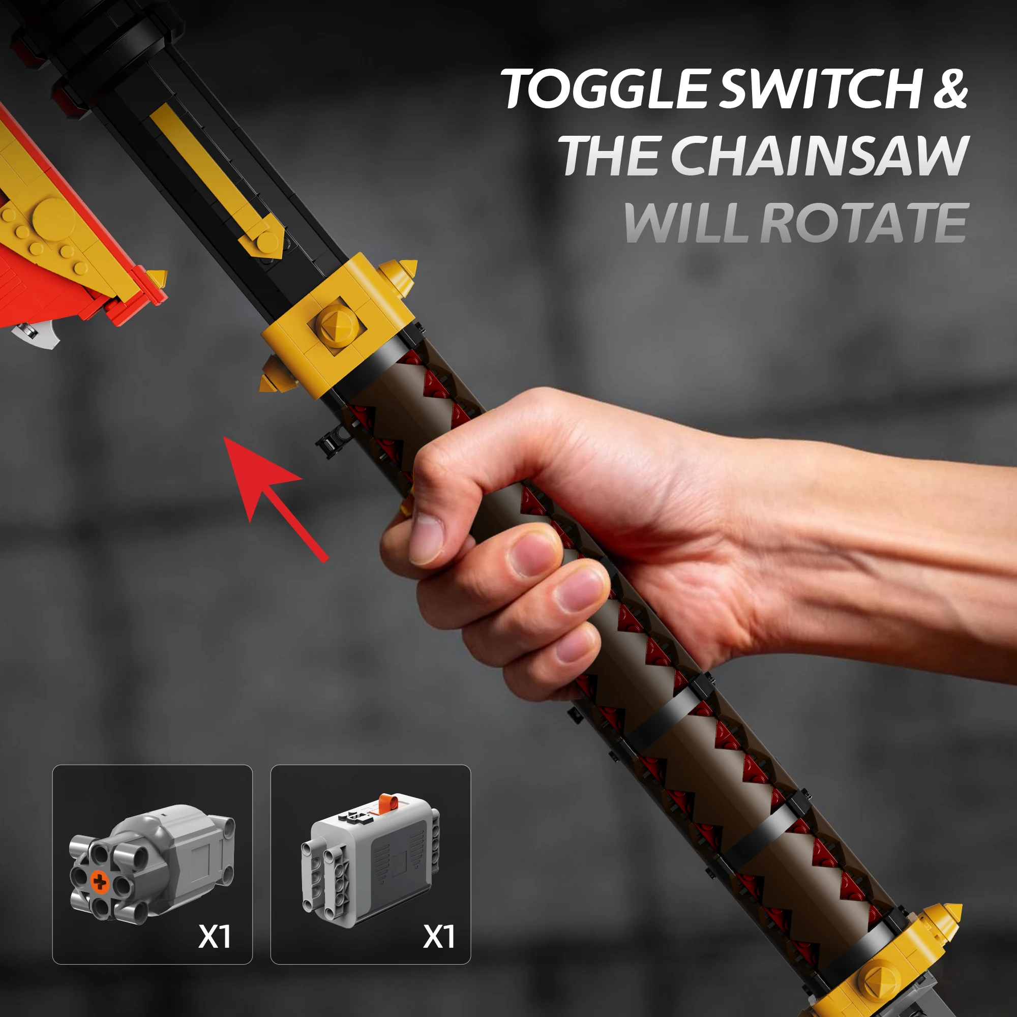 2371PCS Heavy Duty Powered Battle Axe Building Blocks Skull Axe Model Brick With Motor Desktop Ornament Puzzle Toys Holiday Gift - view 3