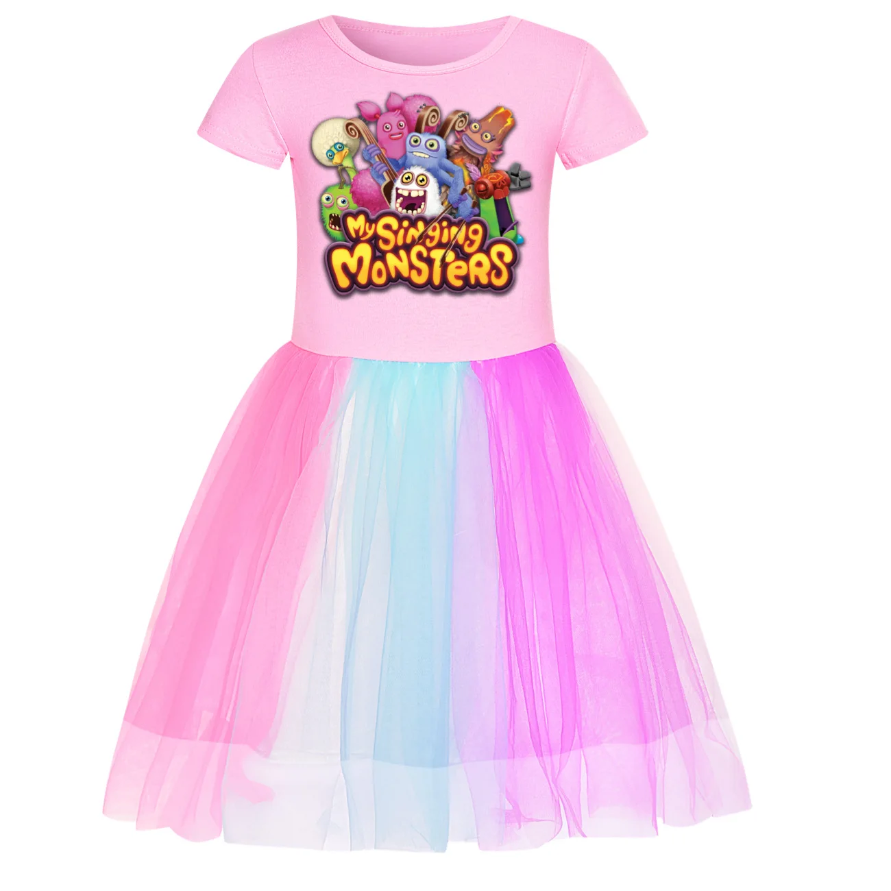 Singing Monsters Dress Baby Girls Short Sleeves Casual Dresses Kids Birthday Wedding Party Vestidos Children Halloween Outfits