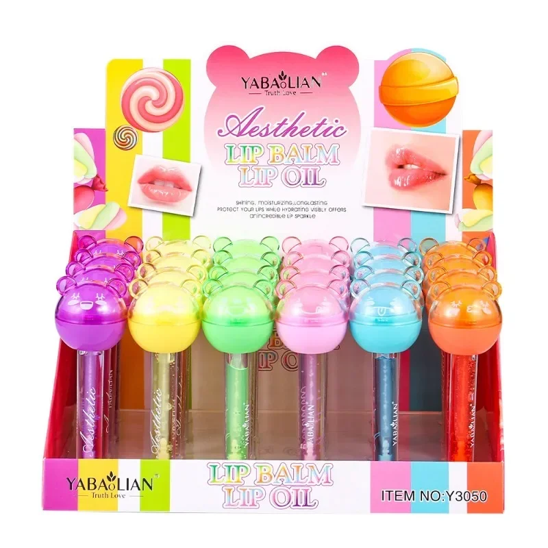 EOEKKY Explosive Lip Oil Balm 2-in-1 Lollipop Balm Lipstick Moisturizing Lip Oil Gloss Beauty Makeup