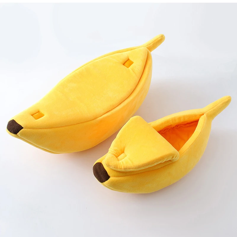 Banana Boat Shape Cat Bed House Cute Cat Mat Beds Warm Durable Portable Pet Basket Kennel Dog Cushion Cat Supplies Winter