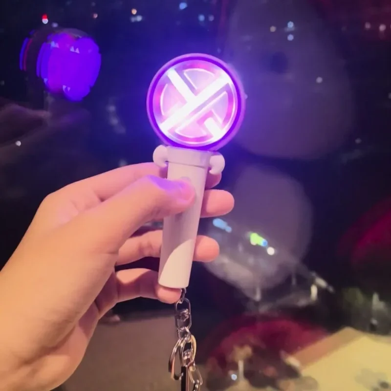 New Kpop LAY Mini Light Stick Keychains Creative Lights Keyrings With Batteries And Fans Gifts Key Chains