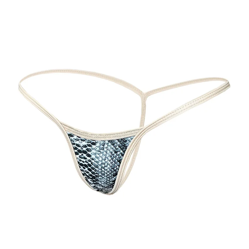 New Women's Single Layer Thong Snake Print Low-rise Sexy Mini Underwear