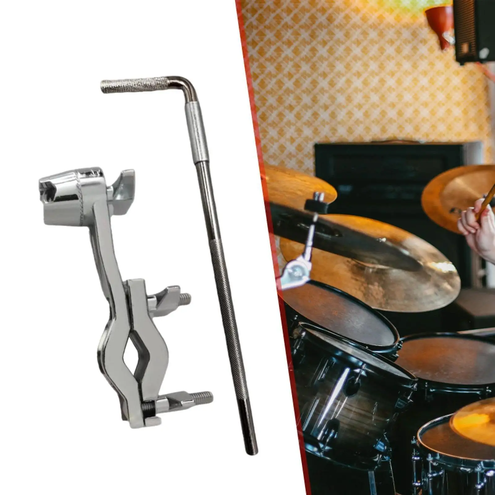 

Cowbell Drum Set Mounting Clamp with L Rod, Drum Cowbell Mount for Drummer