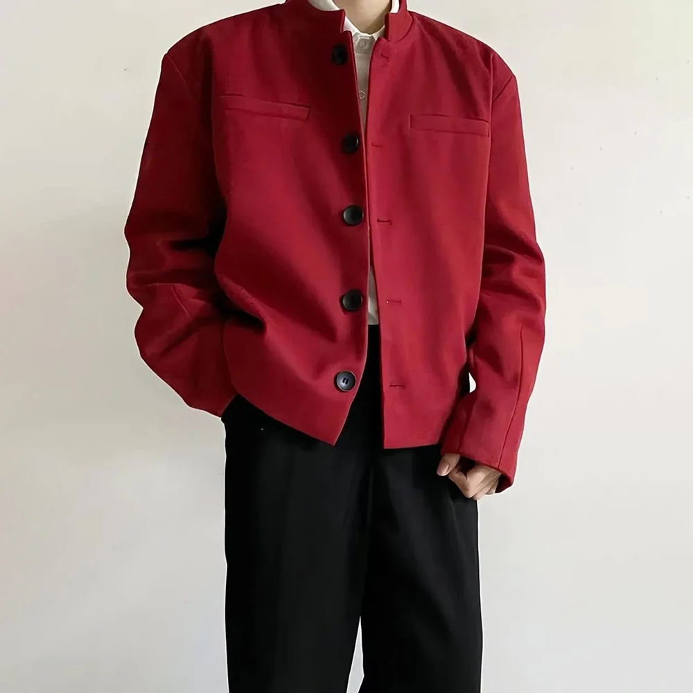 

Winter New Men's Solid Color Long-Sleeved Suit Jacket American Retro Fashion Trendy High Street Casual Loose Niche Men's Top