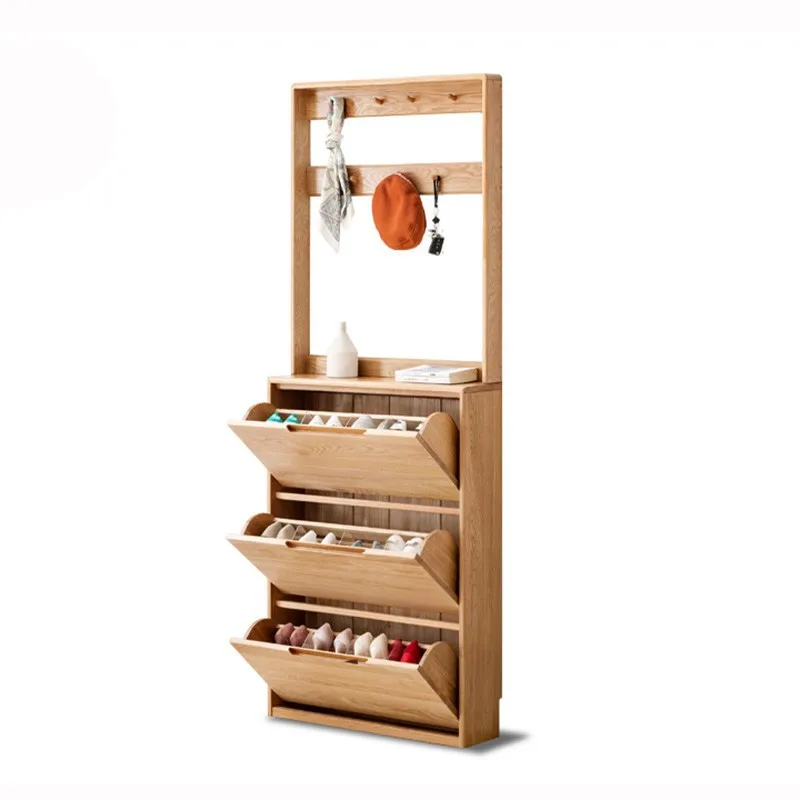 

Solid wood ultra-thin tipping bucket shoe cabinet oak log home entrance entrance living room balcony storage