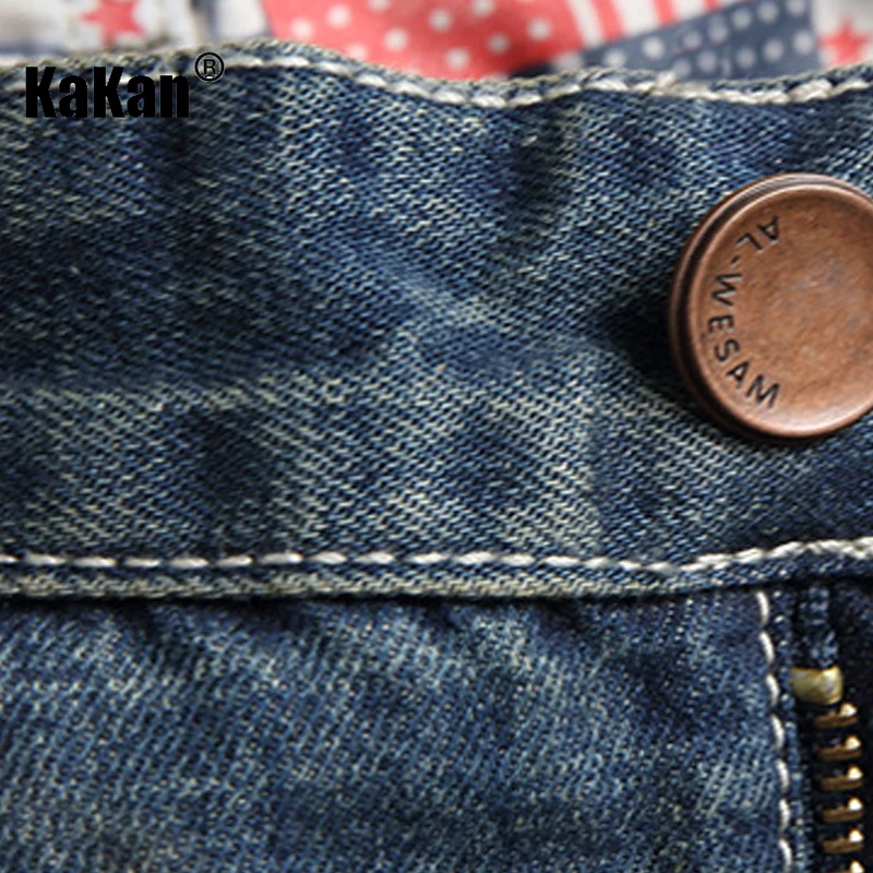 Kakan - New Men's Big Hole Jeans, Y2k Fashion Trend Personalized Straight Leg Slim Fit Long Jeans Summer Denim Pants