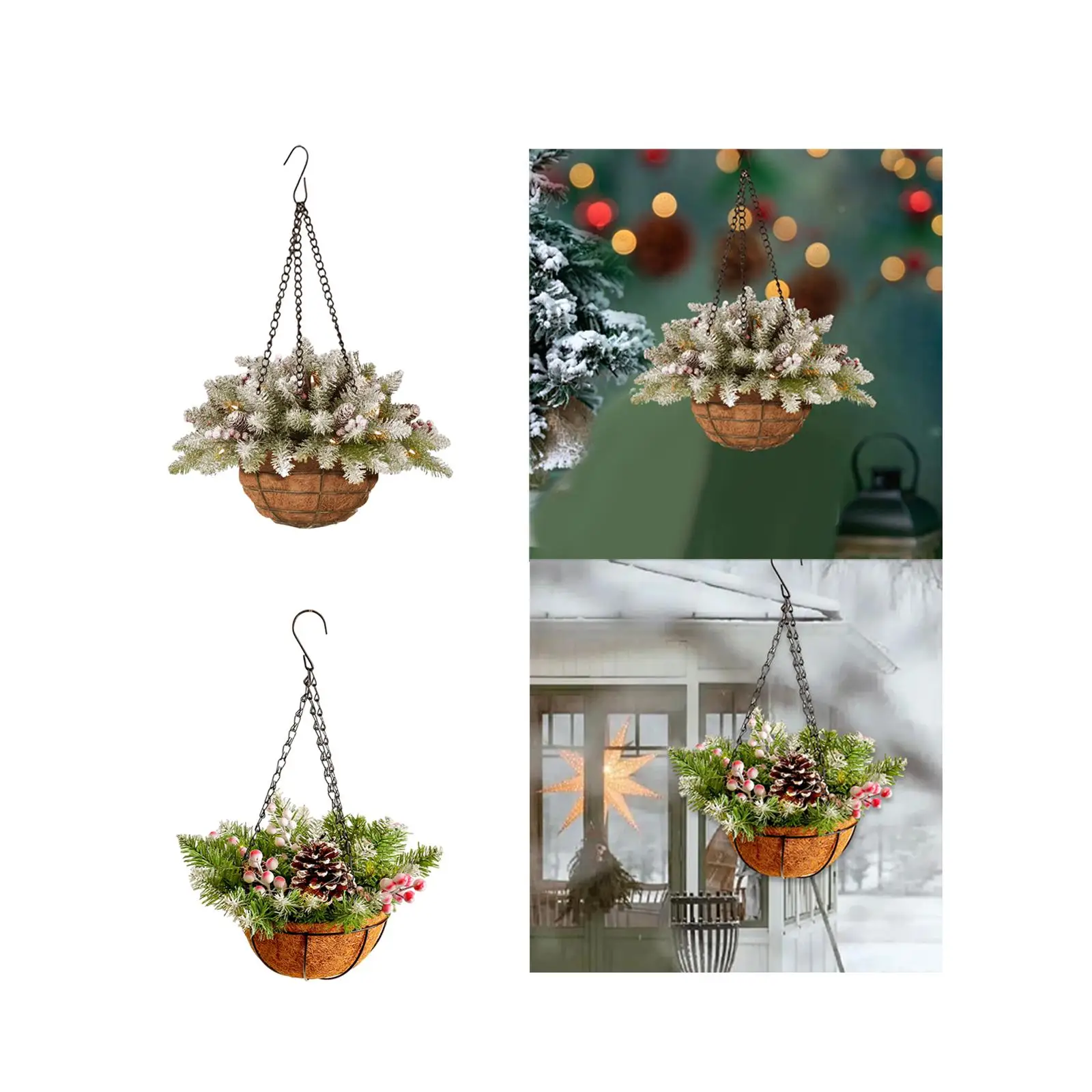 

Искусственная рождественская подвесная корзина, подвесной реквизит для окон, подарочная коллекция, украшение, рождественское украшение для двора